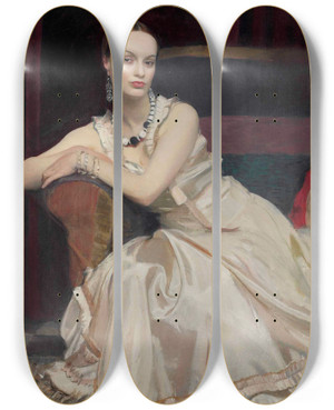 Triptych art skateboard deck of George Spencer Watson Cynthia by George Spencer Watson (1869-1934)