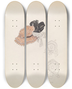 Triptych art skateboard deck of Margaret Concha Bonnet_1 by Margaret Concha