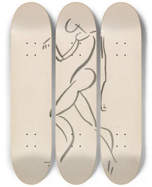 Triptych art skateboard deck of Henri Gaudierbrzeska Dancing Figure_6 by Henri Gaudier-Brzeska (1891-1915)