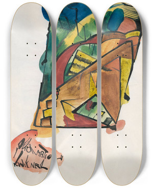 Triptych art skateboard deck of Karl Wiener Deformation Ii by Karl Wiener (1901-1949)