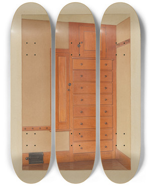 Triptych art skateboard deck of American 20Th Century Shaker Builtin Cupboard by American 20Th Century Triptych art skateboard deck of American 20Th Century Shaker Builtin Cupboard by American 20Th Century
