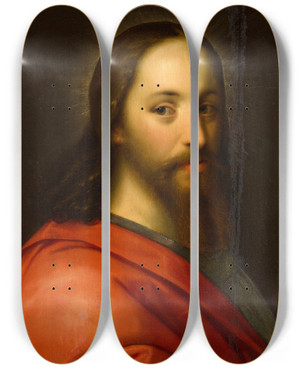 Triptych art skateboard deck of Gortzius Geldorp Christ by Gortzius Geldorp (1553-1618)