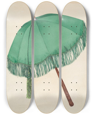 Triptych art skateboard deck of Virginia Berge Parasol by Virginia Berge