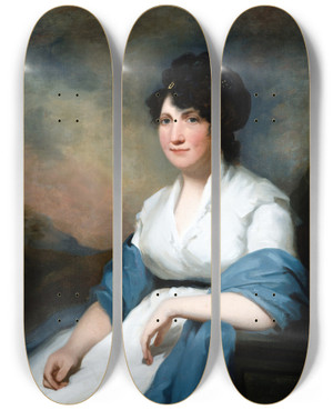 Triptych art skateboard deck of Sir Henry Raeburn Lady Delves Broughton by Sir Henry Raeburn (1756-1823)