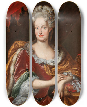 Triptych art skateboard deck of Frans Van Stampart Portrait Of The Empress Elisabeth Christine 16911750 by Frans Van Stampart (1675-1750)