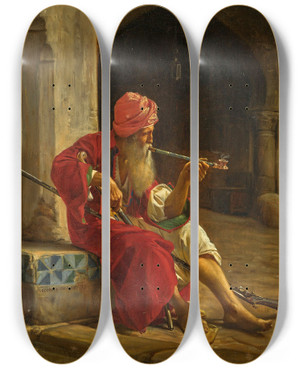 Triptych art skateboard deck of Jean Lecomte Du Nou The Sentinel by Jean Lecomte du Nou (1842-1923)