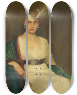 Triptych art skateboard deck of Bernhard Sterman Portrait Of Hilda Sterman_1 by Bernhard Osterman (1870-1938)