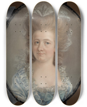 Triptych art skateboard deck of Gustaf Lundberg Baroness Maria Sofia Juliana Von Blixen by Gustaf Lundberg (1695-1786)