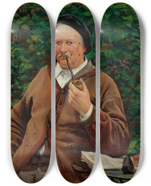 Triptych art skateboard deck of Maximilien Luce Le Pre De Lartiste by Maximilien Luce (1858-1941)