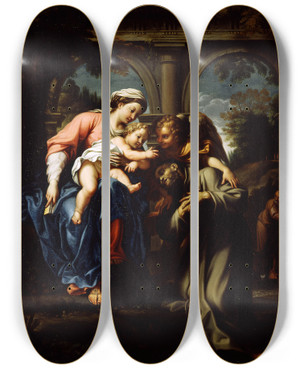 Triptych art skateboard deck of Workshop Of Annibale Carracci Vision Of Saint Francis by Workshop Of Annibale Carracci (1560-1609)
