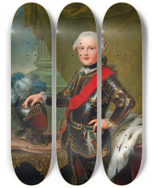 Triptych art skateboard deck of Johann Georg Ziesenis Portrait Of Duke Carl Ii August Of Pfalzzweibrcken As Hereditary Prince Of Bavaria by Johann Georg Ziesenis (1716-1776)