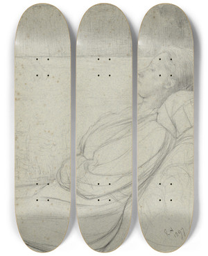 Triptych art skateboard deck of Richard Nicolas Roland Holst Henritte Roland Holstvan Der Schalk Liggend In Een Stoel by Richard Nicolaus Roland Holst (1868-1938) Triptych art skateboard deck of Richard Nicolas Roland Holst Henritte Roland Holstvan Der Schalk Liggend In Een Stoel by Richard Nicolaus Roland Holst (1868-1938)