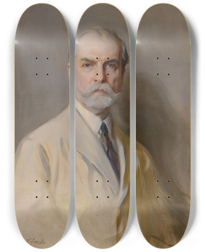 Triptych art skateboard deck of Philip Alexius De Lszl Charles Evans Hughes by Philip Alexius de Lszl (1869-1937)