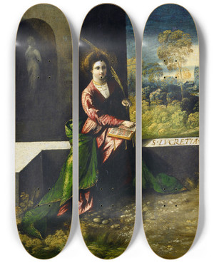 Triptych art skateboard deck of Dosso Dossi Saint Lucretia by Dosso Dossi (1489-1542)