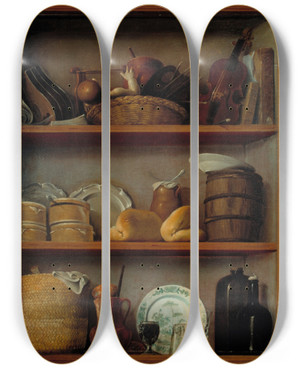 Triptych art skateboard deck of Antonio Prez De Aguilar Cupboard by Antonio Perez De Aguilar (1749-1769)