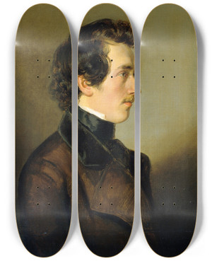 Triptych art skateboard deck of Georg Decker Der Maler Leopold Brunner D Jngere by Georg Decker (1818-1894)