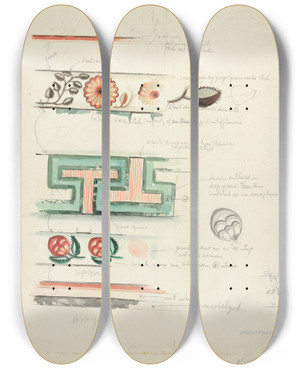 Triptych art skateboard deck of Edward Jewett Wall Painting_6 by Edward Jewett (20-)
