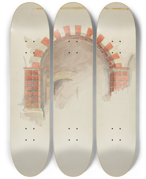 Triptych art skateboard deck of Robert Wr Taylor Restoration Drawing Main Doorway And Arch Tomission House by Robert W R Taylor (20-)