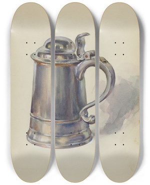 Triptych art skateboard deck of John Dixon Pewter Tankard by John Dixon