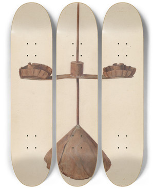 Triptych art skateboard deck of Carl Strehlau Candlestick by Carl Strehlau