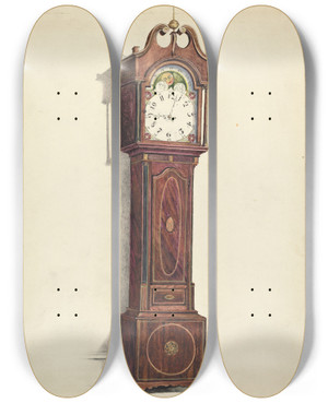 Triptych art skateboard deck of Louis Annino Clock by Louis Annino