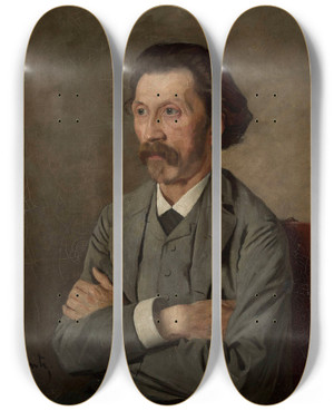 Triptych art skateboard deck of Stanisaw Lentz Portrait Of Daniel Filleborn by Stanislaw Lentz (1861-1920)