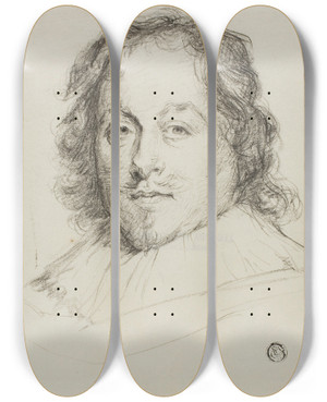 Triptych art skateboard deck of Follower Of Anthony Van Dyck Constantijn Huygens by Follower Of Anthony Van Dyck (1599-1641)