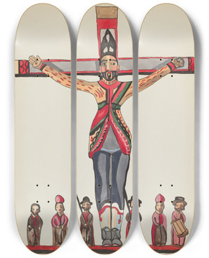 Triptych art skateboard deck of American 20Th Century Plate 29 Saint Acacius From Portfolio Spanish Colonial Designs Of New Mexico_4 by American 20Th Century
