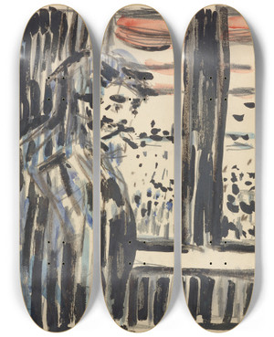 Triptych art skateboard deck of Edvard Munch Stende Figur by Edvard Munch (1863-1944)