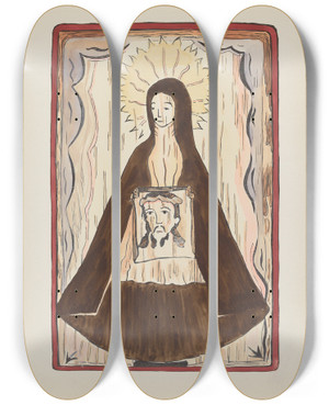 Triptych art skateboard deck of American 20Th Century Plate 20 Saint Veronica From Portfolio Spanish Colonial Designs Of New Mexico_2 by American 20Th Century