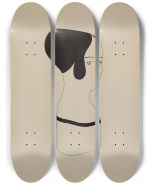 Triptych art skateboard deck of Howard Weld Hat Mannequin_2 by Howard Weld
