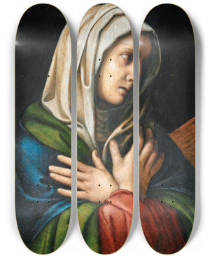 Triptych art skateboard deck of Workshop Of Bernardino Luini Madonna Addolorata by Workshop Of Bernardino Luini (1482-1532)