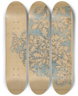 Triptych art skateboard deck of Jan Veth Eikenbladeren by Jan Veth (1864-1925)