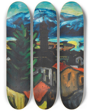 Triptych art skateboard deck of Arthur Segal Ascona by Arthur Segal (1875-1944)
