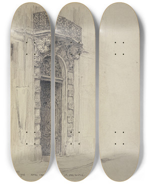 Triptych art skateboard deck of Ferdinand Boberg Lhtel Chenizot 51 Rue Saint Louis En Lle by Ferdinand Boberg (1860-1946)
