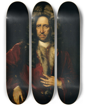 Triptych art skateboard deck of Johann Kupetzky Portrt Eines Adeligen Guido Graf Starhemberg by Johann Kupetzky (1667-1740)
