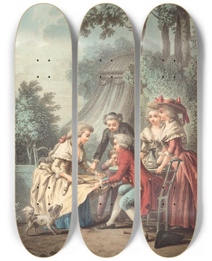 Triptych art skateboard deck of Louismarin Bonnet Le Djeun by Louis Marin Bonnet (1736-1793) Triptych art skateboard deck of Louismarin Bonnet Le Djeun by Louis Marin Bonnet (1736-1793)