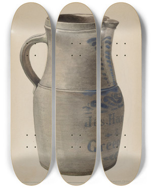 Triptych art skateboard deck of J Howard Iams Batter Pitcher_2 by J Howard Iams (20-)