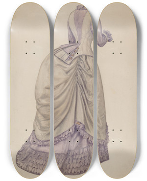 Triptych art skateboard deck of Julie C Brush Dress_15 by Julie C Brush