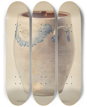 Triptych art skateboard deck of Daniel Fletcher Stoneware Jug by Daniel Fletcher