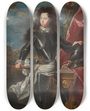 Triptych art skateboard deck of Workshop Of Hyacinthe Rigaud Portrait Of A Man In Armour by Workshop Of Hyacinthe Rigaud (1659-1743)