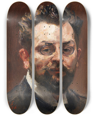 Triptych art skateboard deck of Max Slevogt Selbstportrt by Max Slevogt (1868-1932)