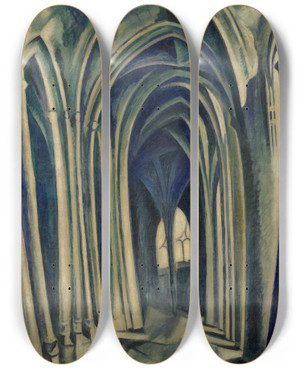 Triptych art skateboard deck of Robert Delaunay Saintsverin No 3 by Robert Delaunay (1885-1941)