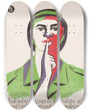 Triptych art skateboard deck of Us Information Agency Vietnamese Armys Seven Commandments_6 by U S Information Agency (1953-1999)