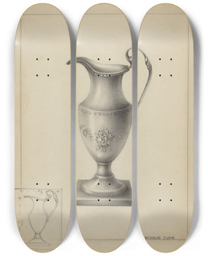 Triptych art skateboard deck of Nicholas Zupa Silver Creamer_1 by Nicholas Zupa