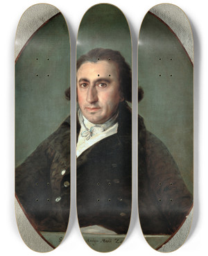 Triptych art skateboard deck of Francisco De Goya Portrait Of Martn Zapater by Francisco de Goya (1746-1828)