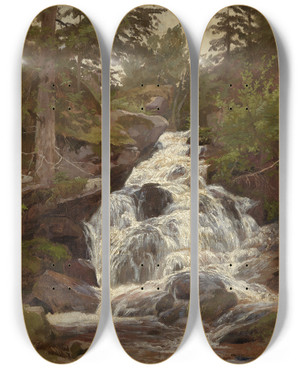 Triptych art skateboard deck of Philipp Rth Wasserfall In Bernau by Philipp Roth (1841-1921)