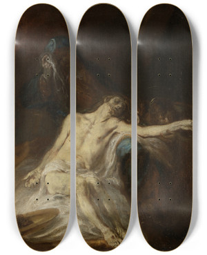 Triptych art skateboard deck of Martin Johann Schmidt Piet by Martin Johann Schmidt (1718-1801)