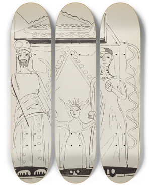 Triptych art skateboard deck of American 20Th Century Plate 28 The Holy Family From Portfolio Spanish Colonial Designs Of New Mexico_3 by American 20Th Century