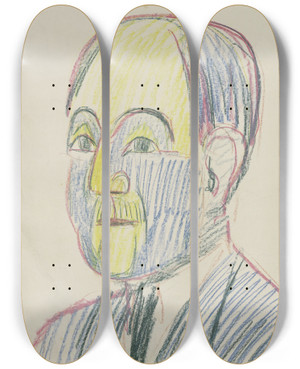 Triptych art skateboard deck of Ernst Ludwig Kirchner Bildnis Ernst Gosebruch by Ernst Ludwig Kirchner (1880-1938)